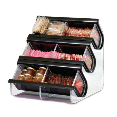 Rosseto EZO739 14" W Black Acrylic Double Unit with 6 Compartments EZ-Organizer