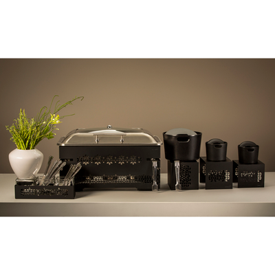 Rosseto SM314 3 Glass Jars Black Steel Mosaic Holder