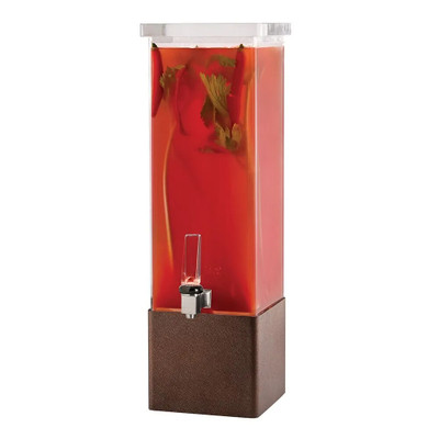 Rosseto LD173 2 Gal. Acrylic Square with Bronze Textured Matte Steel Base Beverage Dispenser