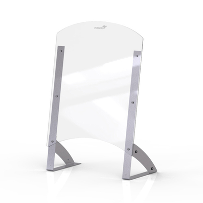 Rosseto AG201 24" W x 35.7" H Clear Acrylic Avant Guarde Shield + Serve Buffet Sneeze Guard with Stainless Steel Support and Tall Pass Through