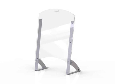 Rosseto AG201 24" W x 35.7" H Clear Acrylic Avant Guarde Shield + Serve Buffet Sneeze Guard with Stainless Steel Support and Tall Pass Through