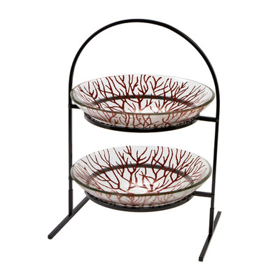 Rosseto GST08CFP 15.4" x 14.2" x 21.7" H Round Stainless Steel 2-Tier Display Stand
