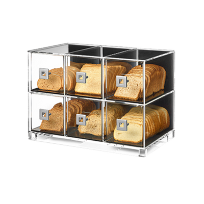 Rosseto BD115 19.25" x 12" x 13.75" H Clear Acrylic 6 Drawers Countertop Bakery Case