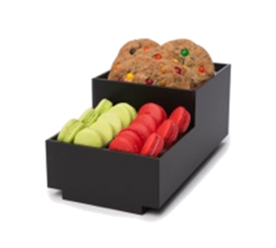 Rosseto BD112 8" W Black Acrylic Rectangular 3 Compartments Building Block Condiment Tray