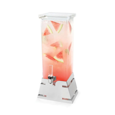 Rosseto LD143 2 Gal. Clear Acrylic Square with Stainless Steel Pyramid Base Beverage Dispenser
