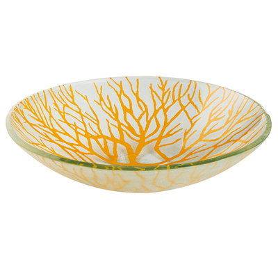 Rosseto GLS047M 10.8" W x 2.6" H Mustard Handmade Glass Round Radici Bowl (2 per Set)