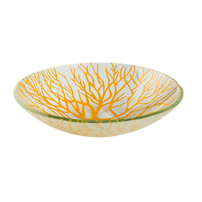 Rosseto GLS047M 10.8" W x 2.6" H Mustard Handmade Glass Round Radici Bowl (2 per Set)