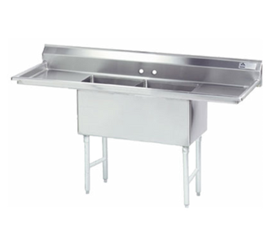 Advance Tabco FC-2-1818-18RL 43" H x 72" W x 24" D 16 Gauge 304 Stainless Steel 2-Compartment Fabricated Sink