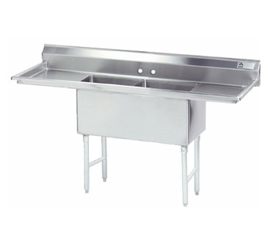 Advance Tabco FC-2-1818-18RL 43" H x 72" W x 24" D 16 Gauge 304 Stainless Steel 2-Compartment Fabricated Sink