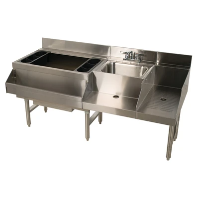 Advance Tabco CRU-60L 60" W x 21" D x 33" H Stainless Steel Underbar Basics Uni-Serv Speed Bar