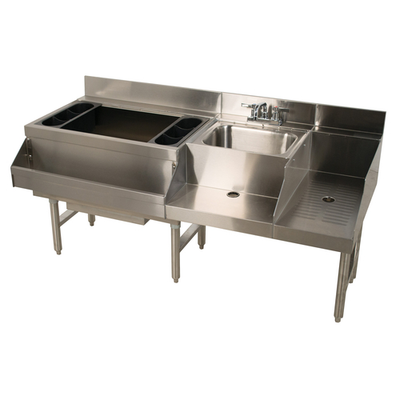 Advance Tabco CRU-60L 60" W x 21" D x 33" H Stainless Steel Underbar Basics Uni-Serv Speed Bar