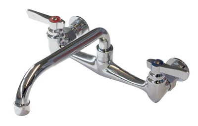 Advance Tabco K-1118 8" Centers Chrome Plated Splash Mounted Heavy Duty Faucet