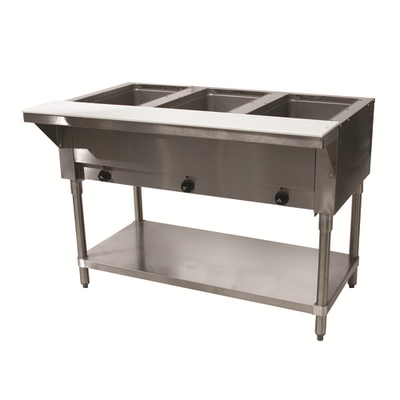 Advance Tabco SW-3E-120 3 Pans Stainless Steel Sealed Well Electric Hot Food Table - 120 Volts