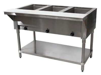 Advance Tabco SW-3E-120 3 Pans Stainless Steel Sealed Well Electric Hot Food Table - 120 Volts