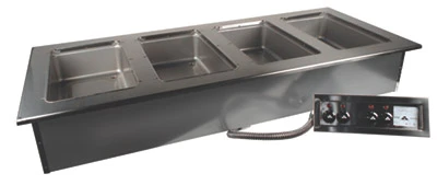 Advance Tabco DISW-4-240 4-Full Size Pan 304 Stainless Steel Drop-In Electric Hot Food Well Unit with Drain - 208-240 Volts
