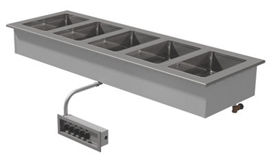 Advance Tabco DISW-5-240 5-Full Size Pan 304 Stainless Steel Drop-In Electric Hot Food Well Unit with Drain - 208-240 Volts
