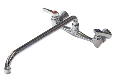 Advance Tabco K-105 8" Centers Splash Mounted Heavy Duty Faucet with 14" Swing Spout