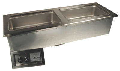 Advance Tabco DISLSW-2-120 2-Full Size Pan Stainless Steel Drop-In Electric Slim Series Hot Food Well Unit with Drain - 120 Volts