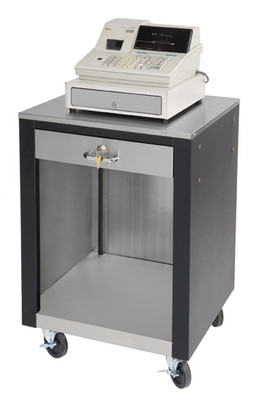Advance Tabco BCRS-B Matte Black Vinyl with Stainless Steel Top Cashier Register Stand
