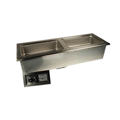 Advance Tabco DISLSW-4-240 4-Full Size Pan 304 Stainless Steel Drop-In Electric Slim Series Hot Food Well Unit with Drain - 208-240 Volts