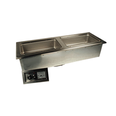 Advance Tabco DISLSW-4-240 4-Full Size Pan 304 Stainless Steel Drop-In Electric Slim Series Hot Food Well Unit with Drain - 208-240 Volts