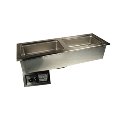 Advance Tabco DISLSW-4-240 4-Full Size Pan 304 Stainless Steel Drop-In Electric Slim Series Hot Food Well Unit with Drain - 208-240 Volts