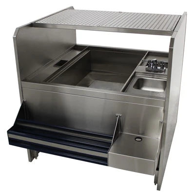 Advance Tabco PR-44X30SP-10-L 30" W x 44" L Stainless Steel Pass-Thru Ice Bin on Left Prestige Double Service Station