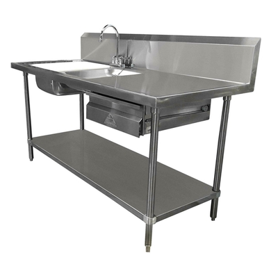 Advance Tabco DL-30-72 72" W x 30" D Stainless Steel 14 Gauge Prep Table Sink Unit