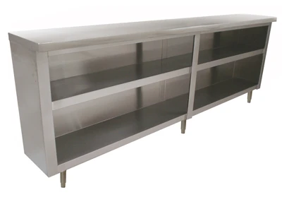 Advance Tabco DC-1812 144" W x 18" D Stainless Steel Open Base Dish Cabinet with Mid Shelf