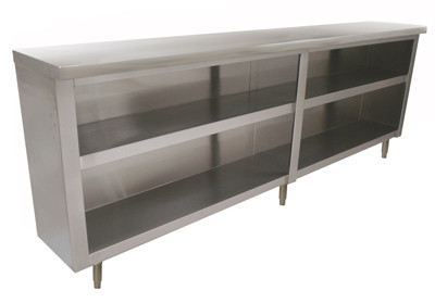 Advance Tabco DC-158 96" W x 15" D Stainless Steel Open Base Dish Cabinet with Mid Shelf