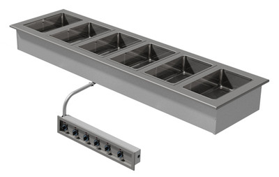Advance Tabco DISW-6-240 6-Full Size Pan 304 Stainless Steel Drop-In Electric Hot Food Well Unit with Drain - 208-240 Volts
