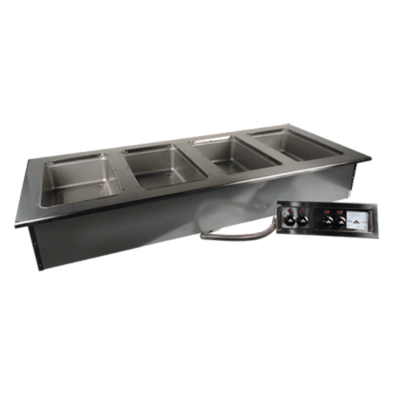 Advance Tabco DISW-1-240 1 Full Size Pan 304 Stainless Steel Drop-In Electric Hot Food Well Unit with Drain - 208-240 Volts