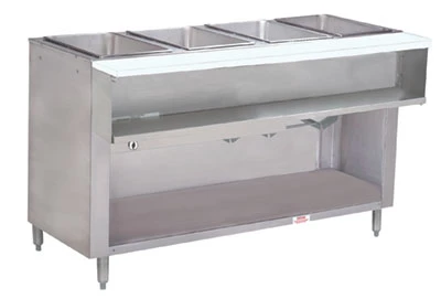 Advance Tabco WB-4G-LP-BS 4 Pans Stainless Steel Open Well Enclosed Base Liquid Propane Water Bath Hot Food Table