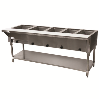 Advance Tabco SW-5E-240 5 Pans Stainless Steel Sealed Well Electric Hot Food Table - 208-240 Volts