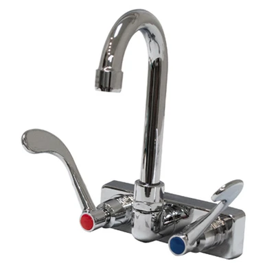 Advance Tabco K-316 4" Centers Splash Mounted Faucet with 3.5" Gooseneck Spout and Wrist Handles