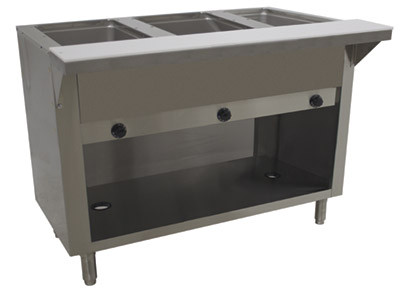Advance Tabco HF-3G-LP-BS 3 Pans Stainless Steel Open Well Enclosed Base Liquid Propane Hot Food Table