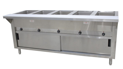 Advance Tabco SW-5E-240-DR 5 Pans Stainless Steel Sealed Well Enclosed Storaged Base Electric Hot Food Table - 208-240 Volts