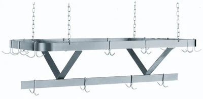 Advance Tabco SC-132 132" W Stainless Steel Ceiling Hung and Triple Bar Design Pot Rack