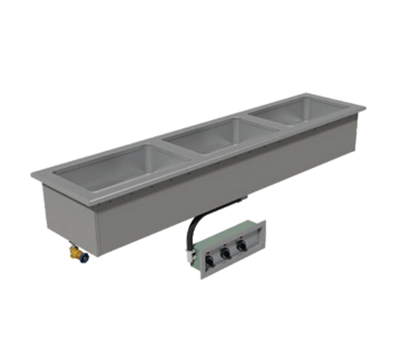 Advance Tabco DISLSW-3-240 3-Full Size Pan 304 Stainless Steel Drop-In Electric Slim Series Hot Food Well Unit with Drain - 208-240 Volts