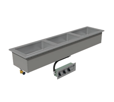 Advance Tabco DISLSW-3-240 3-Full Size Pan 304 Stainless Steel Drop-In Electric Slim Series Hot Food Well Unit with Drain - 208-240 Volts