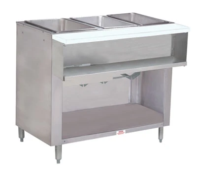 Advance Tabco WB-3G-LP-BS 3 Pans Stainless Steel Open Well Enclosed Base Liquid Propane Water Bath Hot Food Table