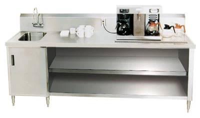 Advance Tabco BEV-30-120L 120" W Stainless Steel Enclosed Base with Deep Sink on Left Beverage Table