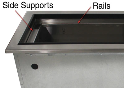 Advance Tabco SU-P-504 Pan Support Rail Set for Recessed 4 Well Cold Pan