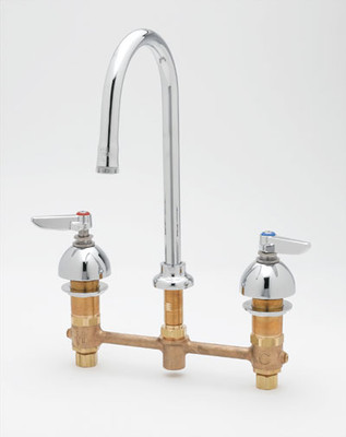 Advance Tabco K-132 8" Centers Chrome Plated 3 Hole Deck Mounted Faucet