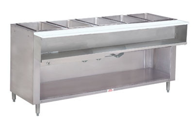 Advance Tabco WB-5G-LP-BS 5 Pans Stainless Steel Open Well Enclosed Base Liquid Propane Water Bath Hot Food Table