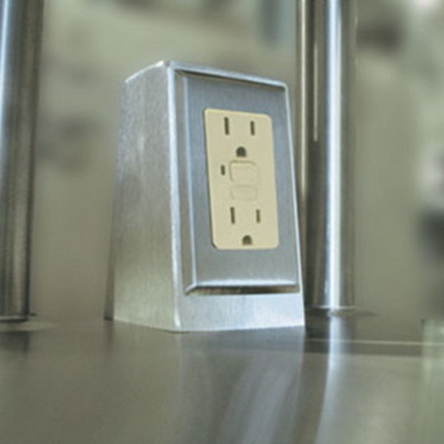 Advance Tabco TA-62D Electric Outlet in Doghouse Box on Top of Table or Overshelf