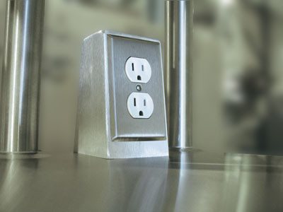 Advance Tabco TA-62D Electric Outlet in Doghouse Box on Top of Table or Overshelf