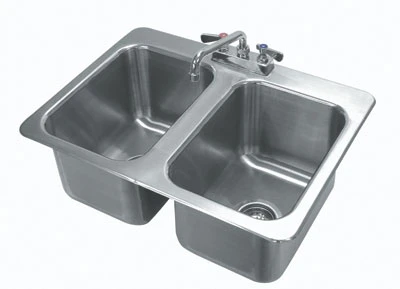 Advance Tabco DI-2-10 25.5" W x 19" D x 10" H 18 Gauge 304 Stainless Steel 2-Compartment Drop-In Sink