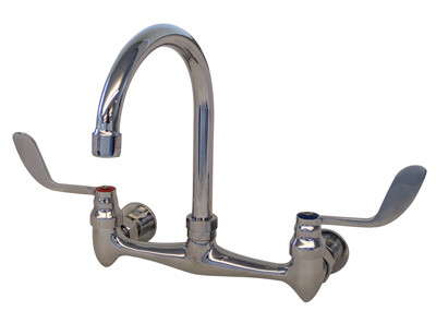 Advance Tabco K-161-LU 8" Centers Chrome Plated Wrist Blade Handle Heavy Duty Gooseneck Spout