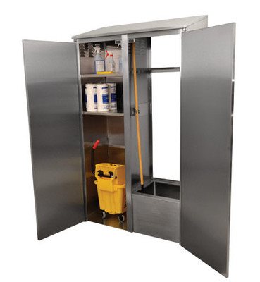 Advance Tabco 9-OPC-84DR-300 84" W x 22.75" D x 50.38" H Stainless Steel Cabinet with Mop Sink